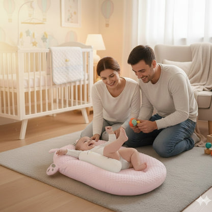 reducteur de lit bebe rose espace enveloppant