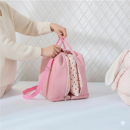 reducteur de lit bebe rose pointille pliable