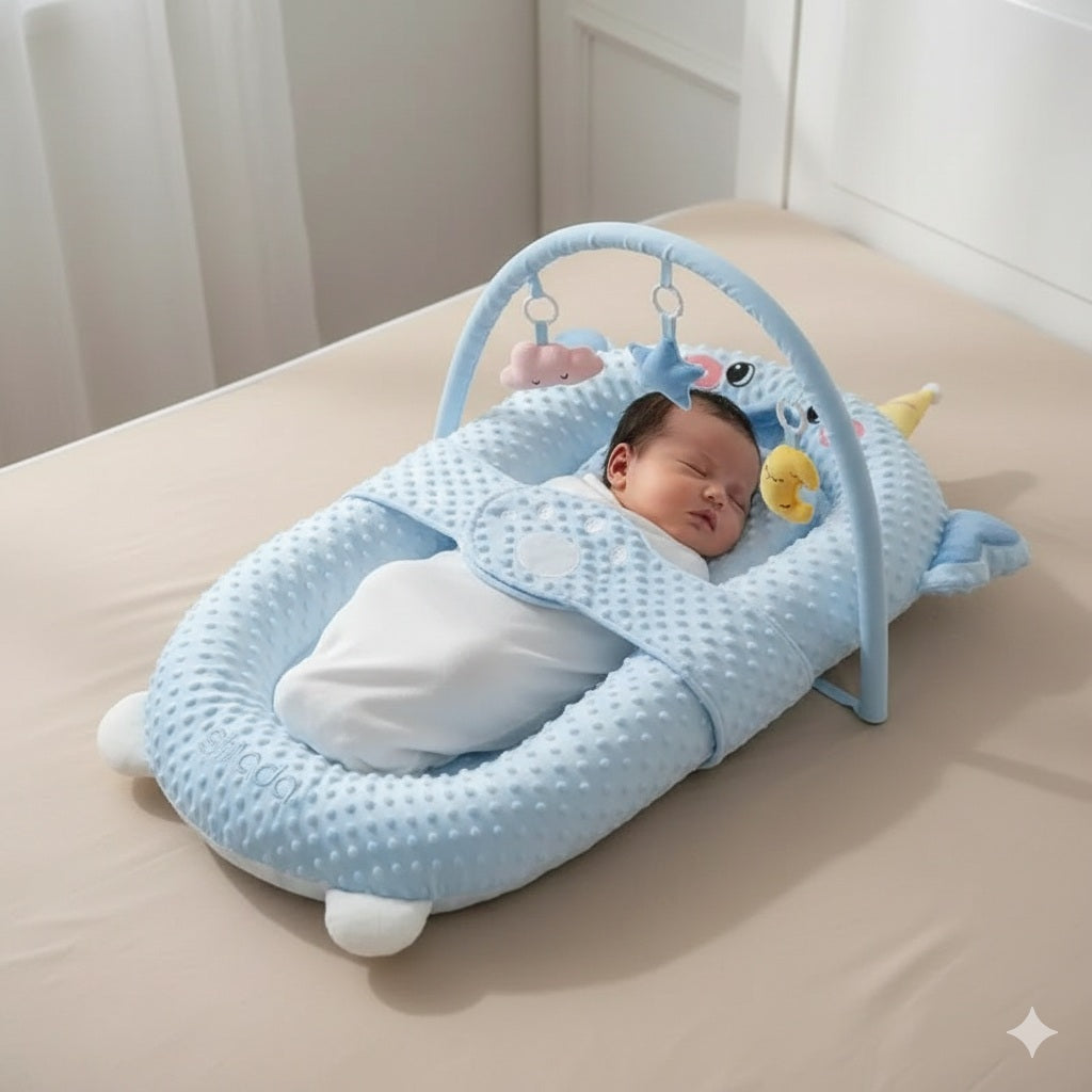 reducteur de lit petit elephant bleu sommeil chaleureux