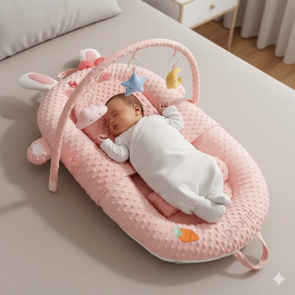 reducteur de lit petit lapin rose doux paisible