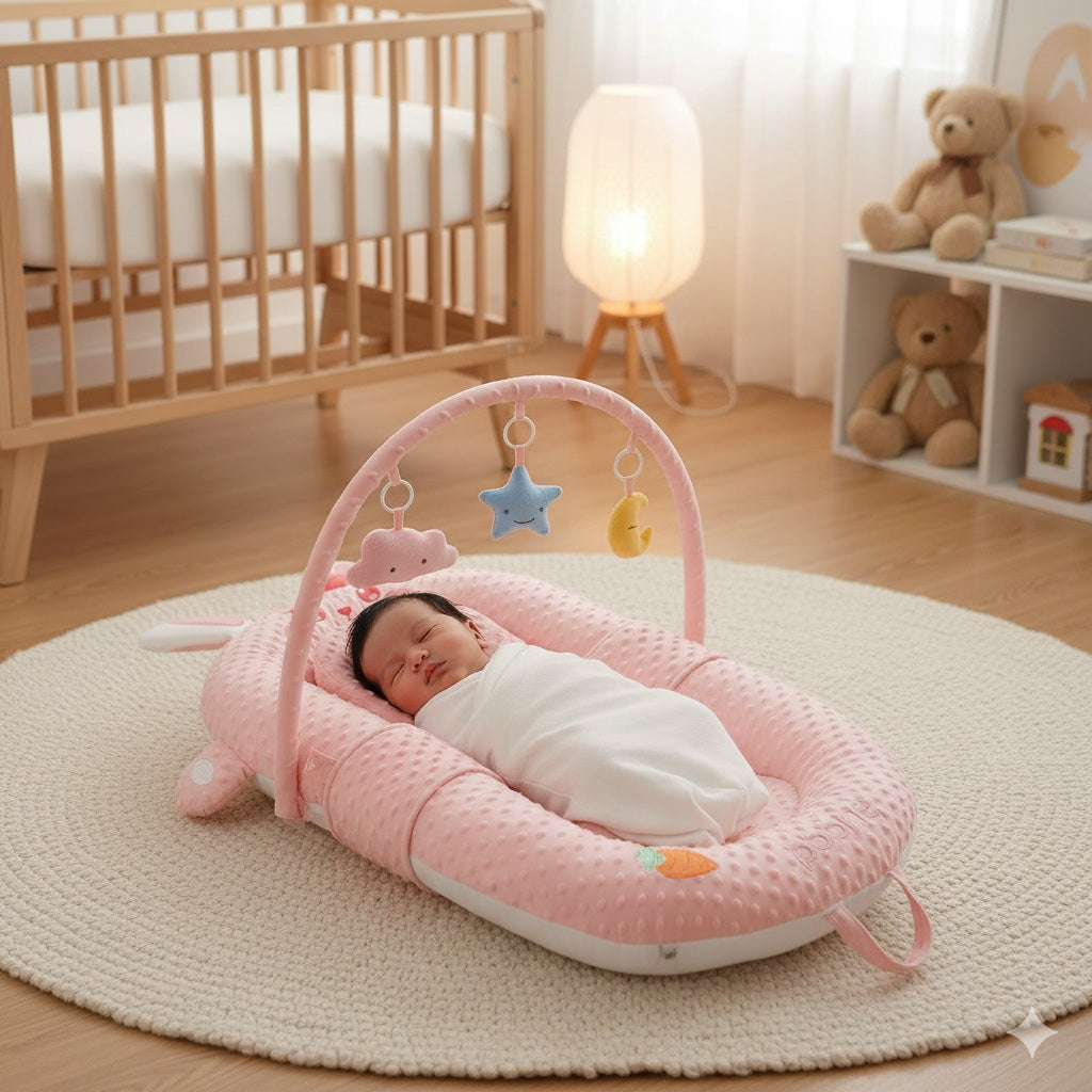 reducteur de lit petit lapin rose sensation protectrice
