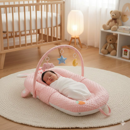 reducteur de lit petit lapin rose sensation protectrice