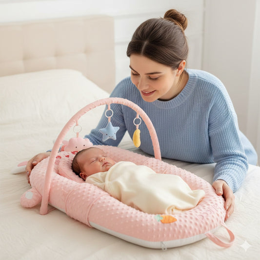 reducteur de lit petit lapin rose sommeil serein