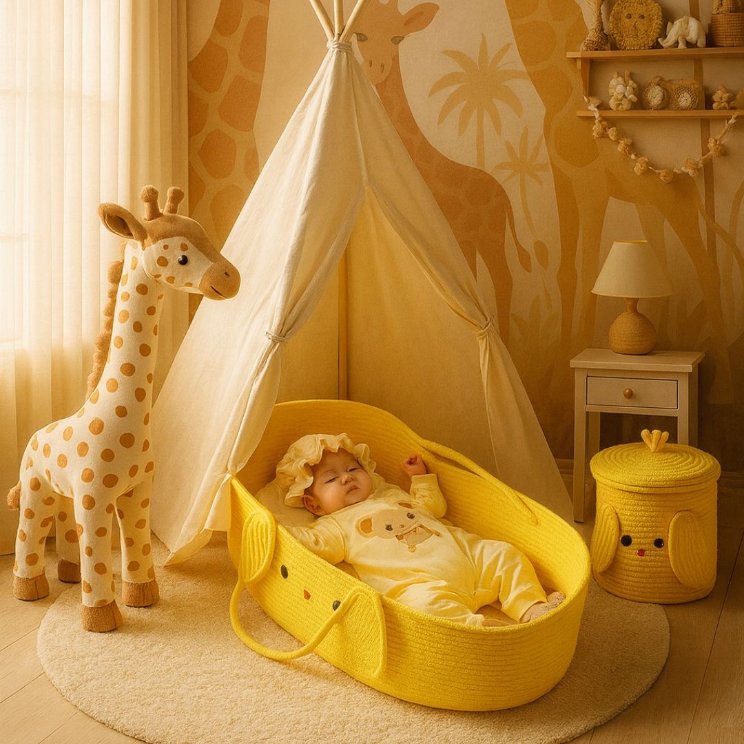 reducteur de lit pour bebe panier jaune confort chaleureux