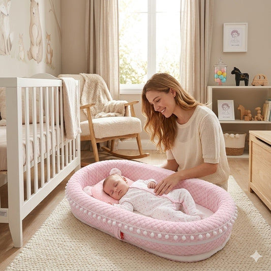 reducteur de lit pour bebe rose nid rassurant