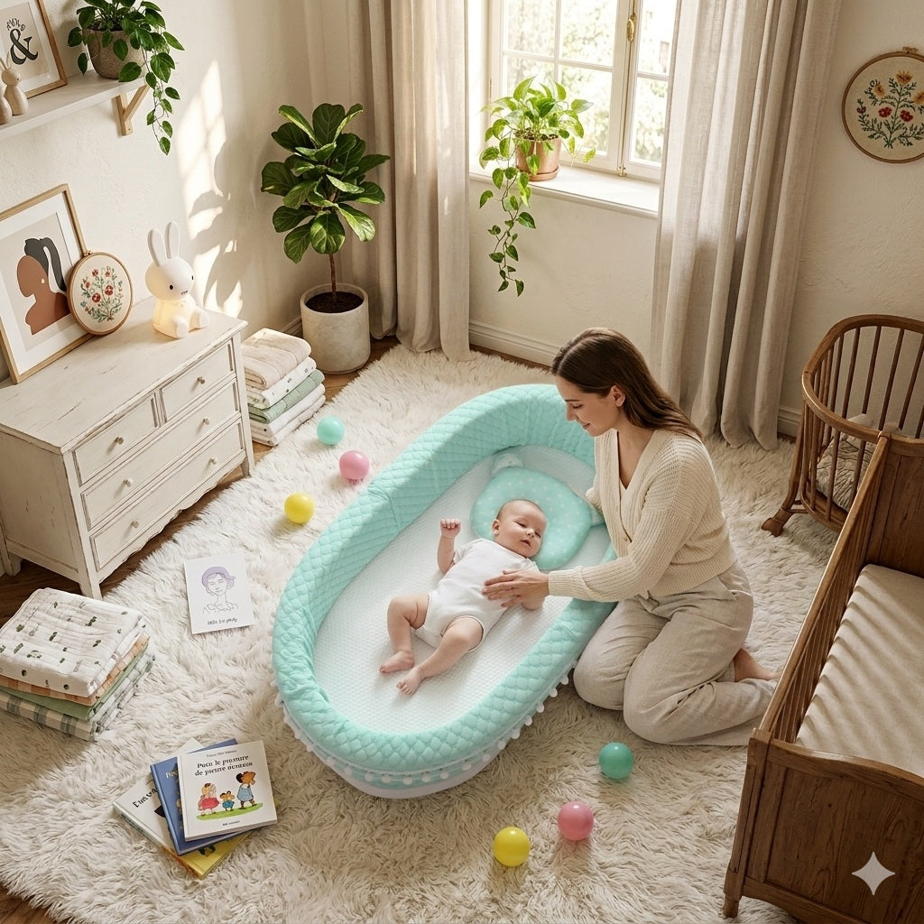 reducteur de lit pour bebe vert protection rassurante