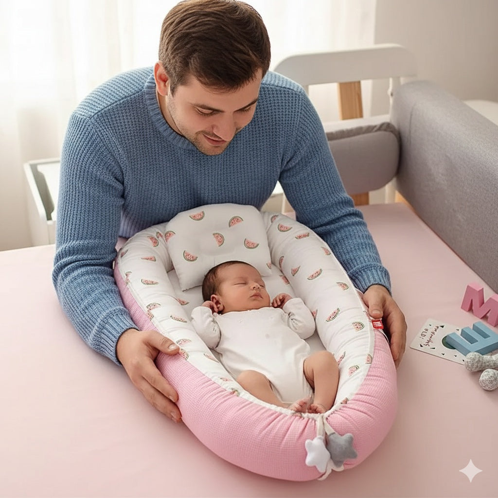 reducteur de lit rose melon douillet