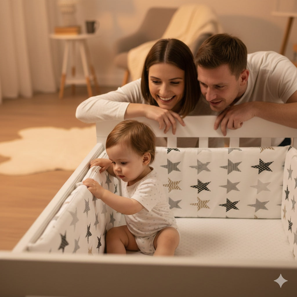 tour de lit bebe blanc etoile espace douillet
