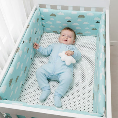 tour de lit bebe bleu nuage nid douillet