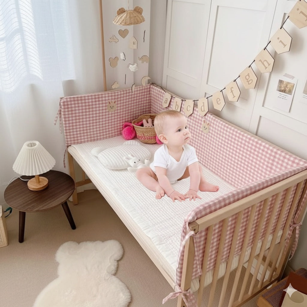 tour de lit bebe carreaute espace douillet