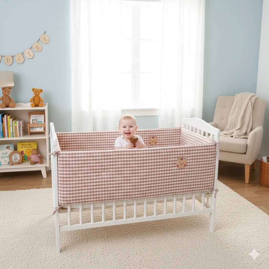 tour de lit bebe carreaute espace rassurant