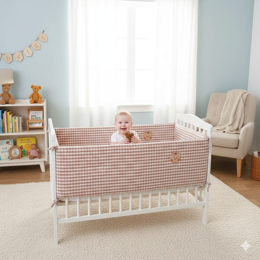 tour de lit bebe carreaute espace rassurant