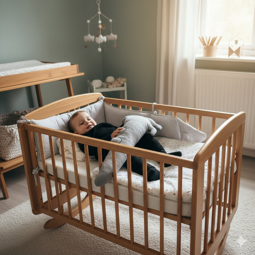 tour de lit bebe crocodile gris contour doux