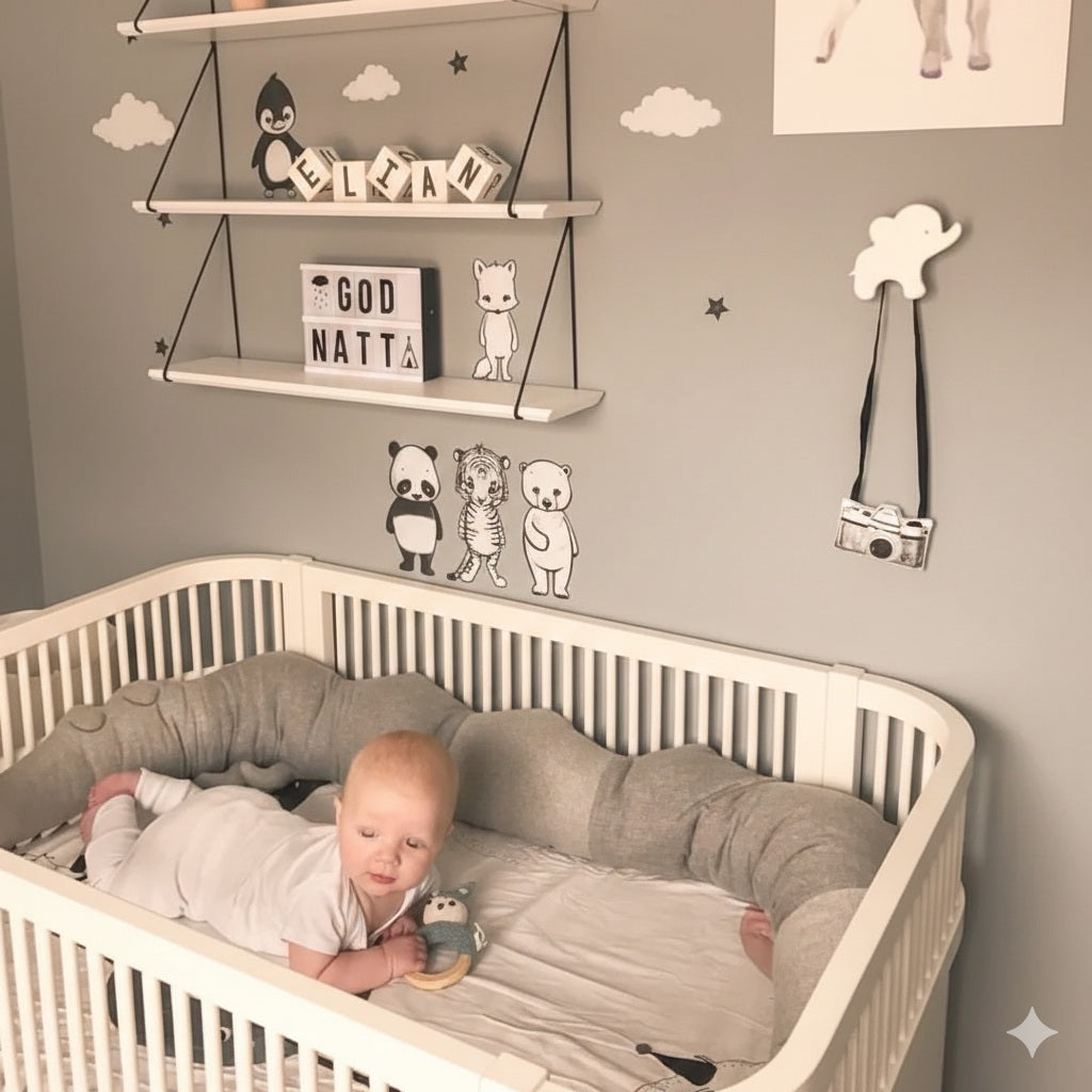 tour de lit bebe crocodile gris douce protection