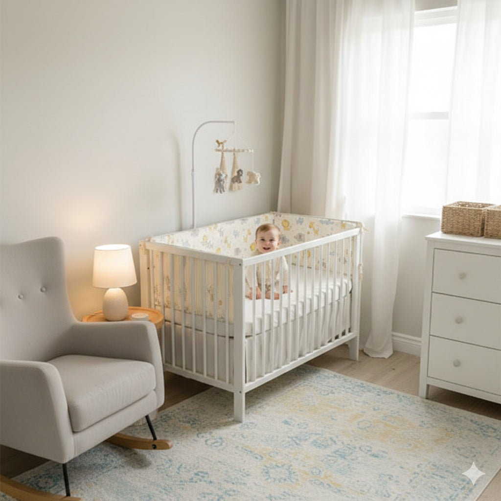 tour de lit bebe dessin anime beige nid doux