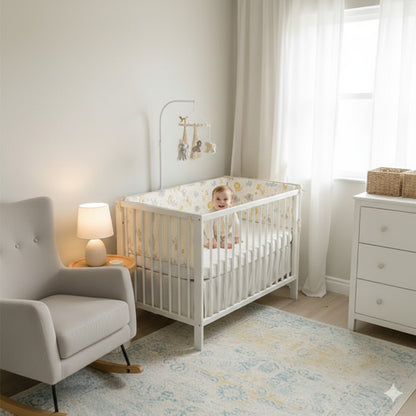 tour de lit bebe dessin anime beige nid doux