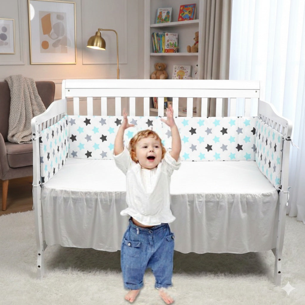 tour de lit bebe etoile blanche environnement securise