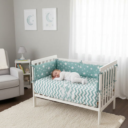 tour de lit bebe etoile bleu dormir rassurer