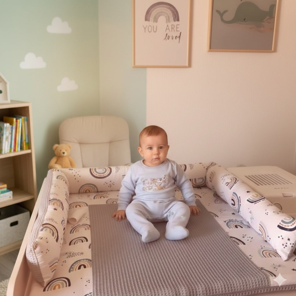 tour de lit bebe rouleau arc en ciel espace chaleureux