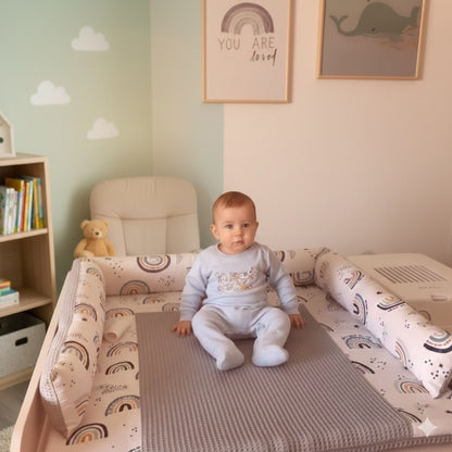 tour de lit bebe rouleau arc en ciel espace chaleureux