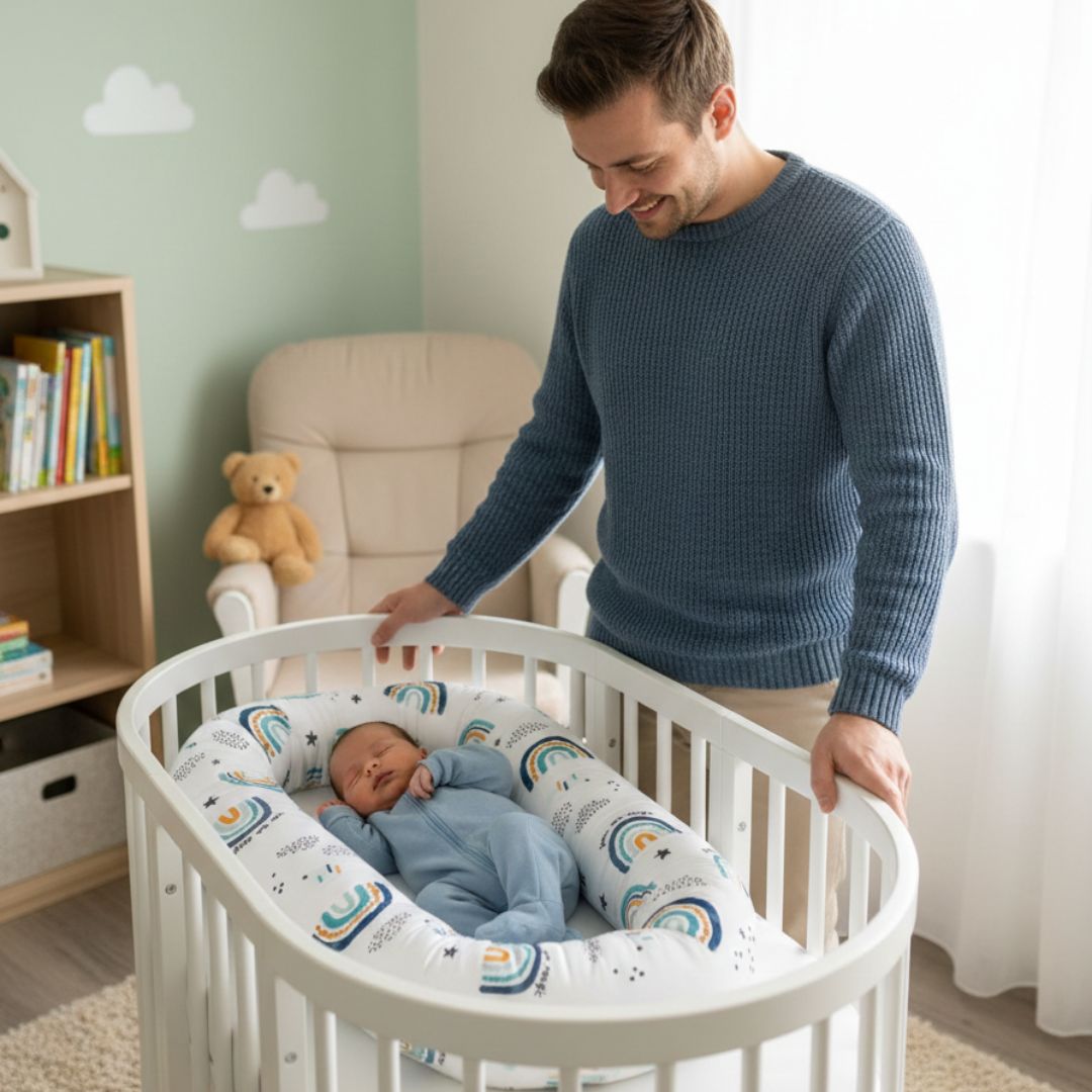 tour de lit bebe rouleau arc en ciel protection douillette