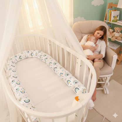 tour de lit bebe rouleau arc en ciel protection optimale