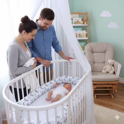 tour de lit bebe rouleau arc en ciel protection securitaire
