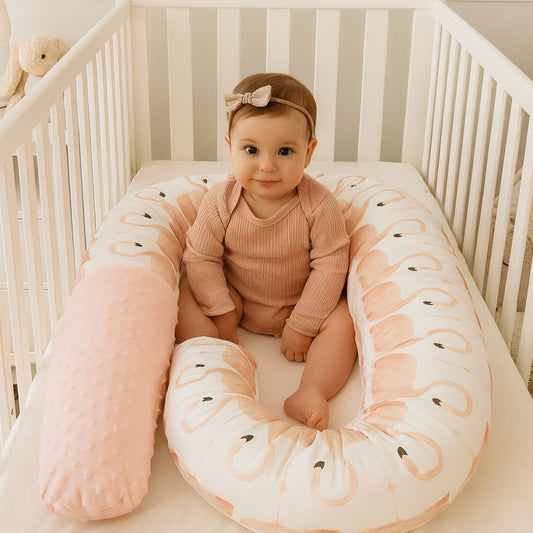 tour de lit bebe rouleau flamant rose cocon chaleureux
