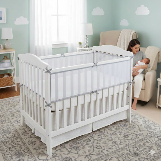 tour de lit respirant gris clair nid securitaire