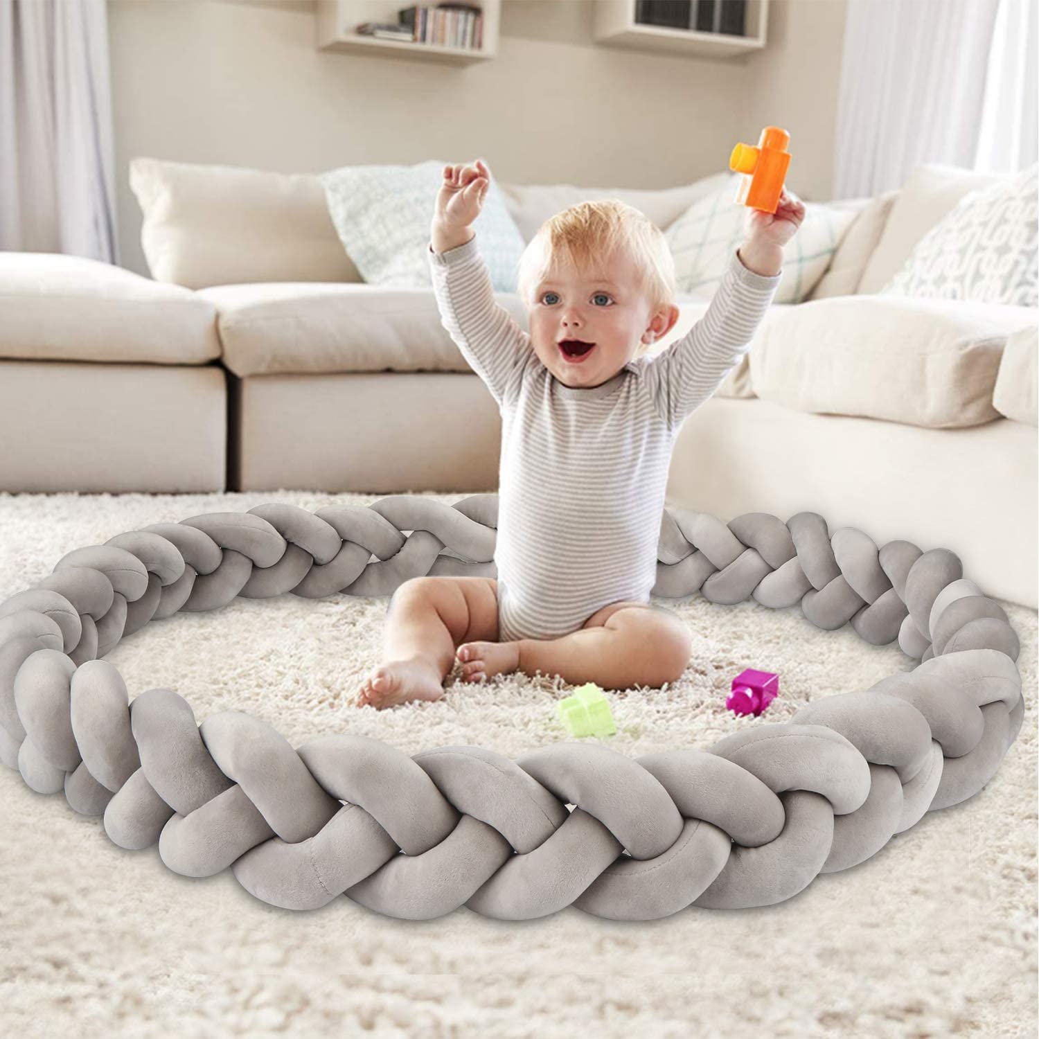 tour de lit tresse transformable bebe heureux
