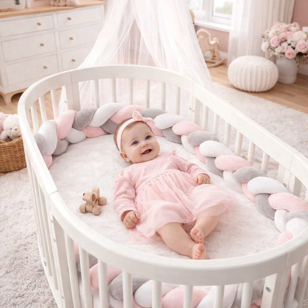 tresse de lit 4m rose blanc gris confort doux