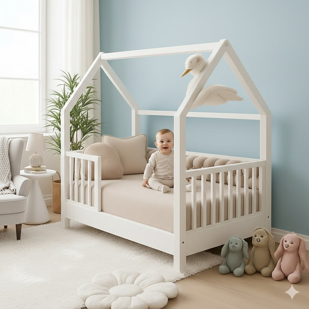 tresse de lit cabane beige douce confortable