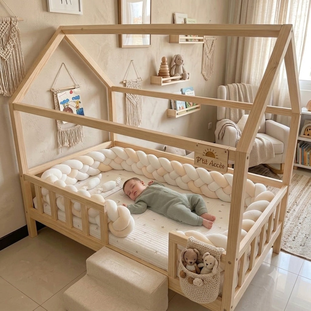 tresse de lit cabane blanc caramel sommeil paisible