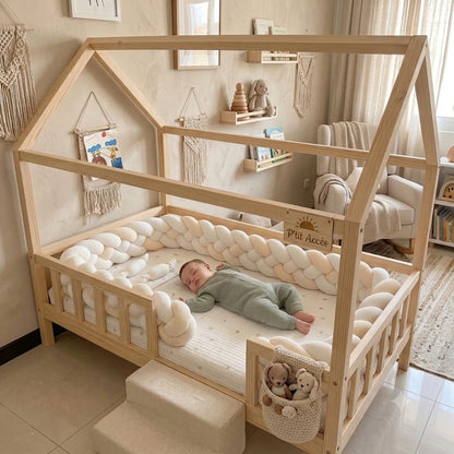 tresse de lit cabane blanc caramel sommeil paisible