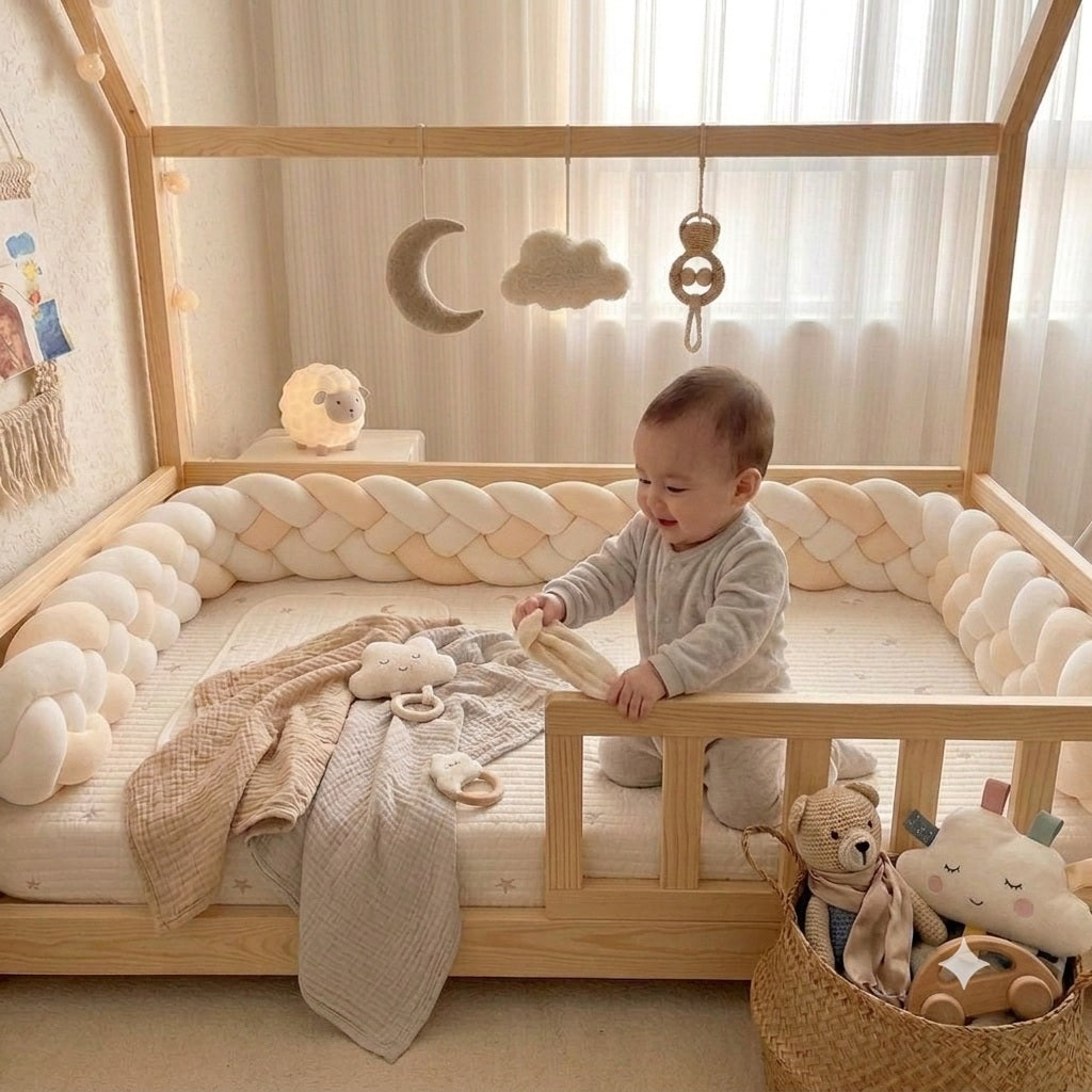 tresse de lit cabane blanche caramel confort doux