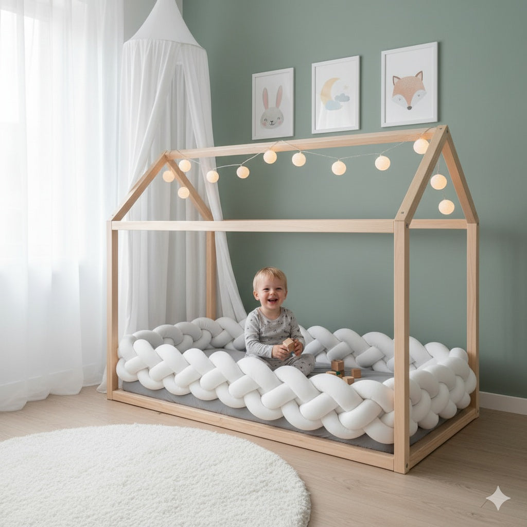 tresse de lit cabane blanche douce confortable