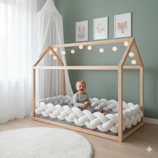 tresse de lit cabane blanche douce confortable