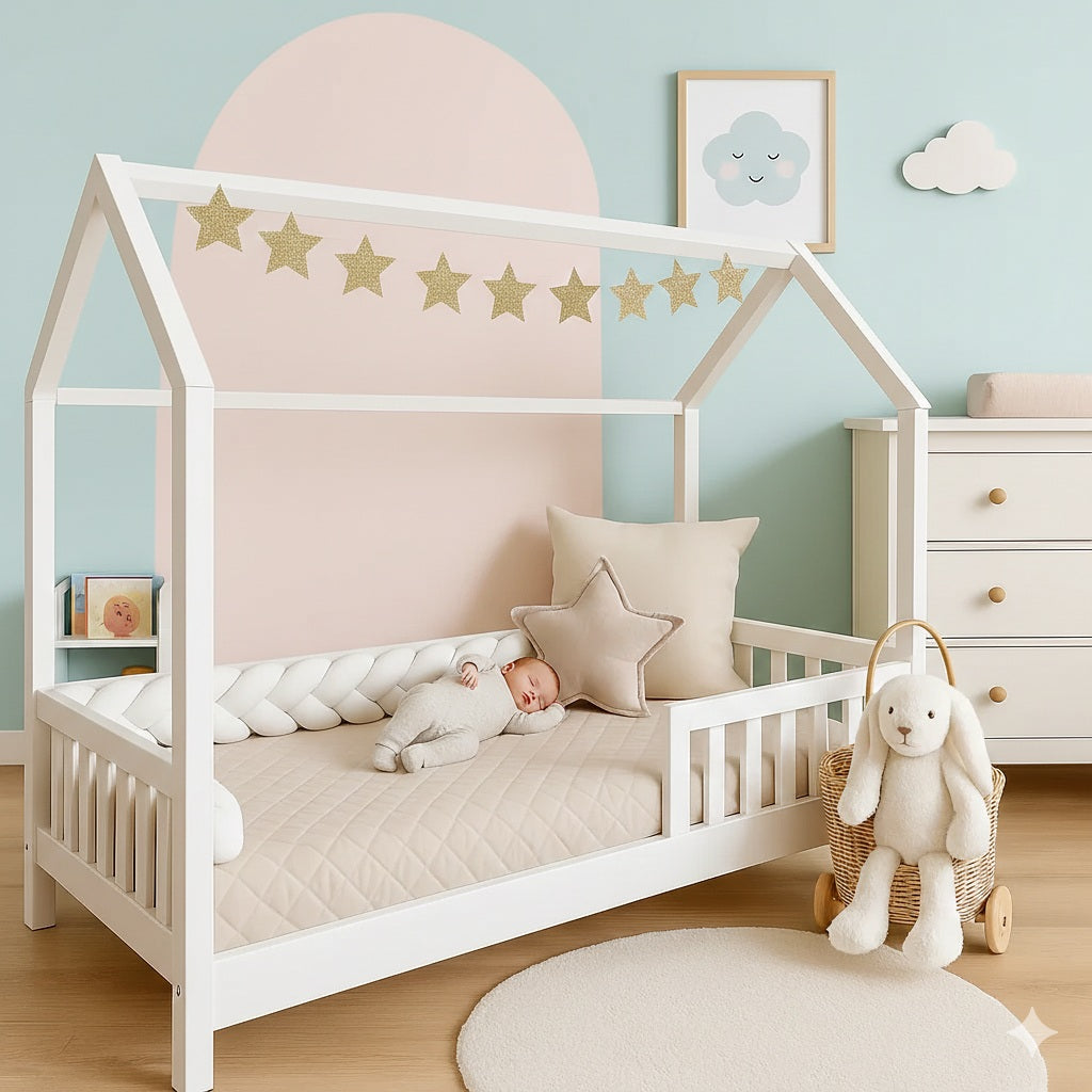 tresse de lit cabane blanche douce reconfortante