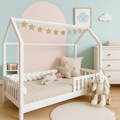 tresse de lit cabane blanche douce reconfortante
