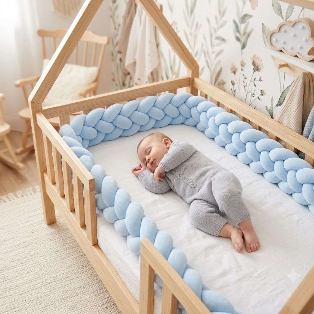 tresse de lit cabane bleu espace rassurant