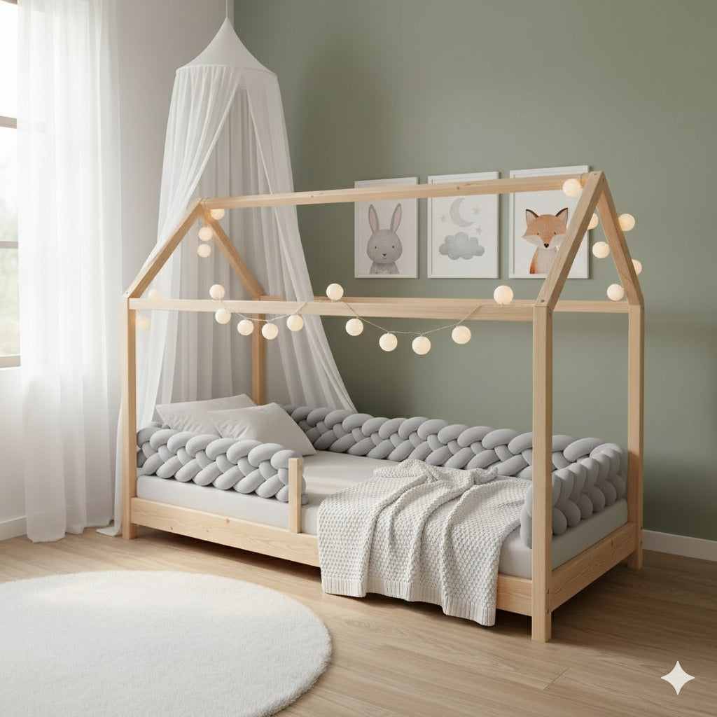 tresse de lit cabane grise confort rassurant
