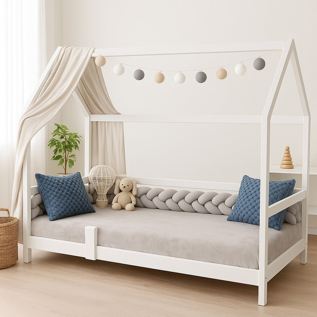 tresse de lit cabane protection confort sublime grise