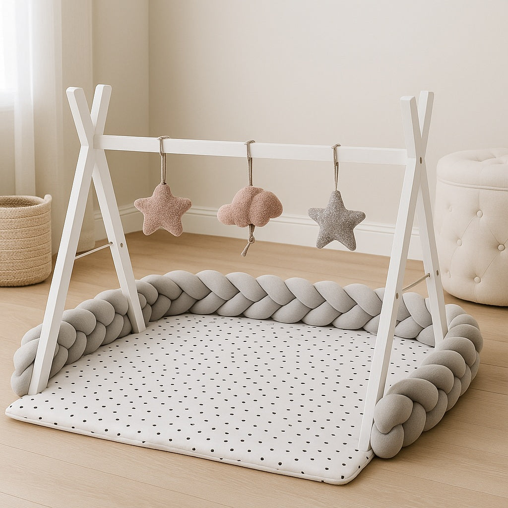 tresse de lit cabane protection douillette grise