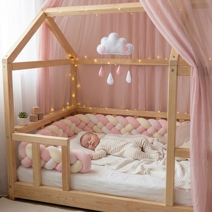 tresse de lit cabane rose blanc jaune dormir rassurer