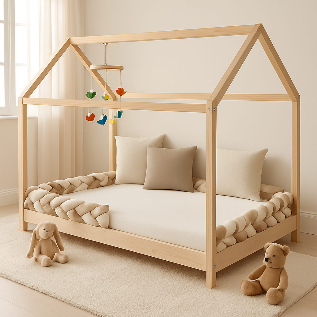 tresse de lit lit cabane beige moka douillet