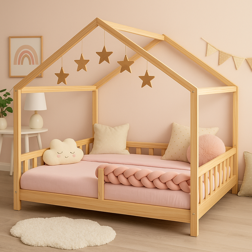 tresse de lit lit cabane rose douillette