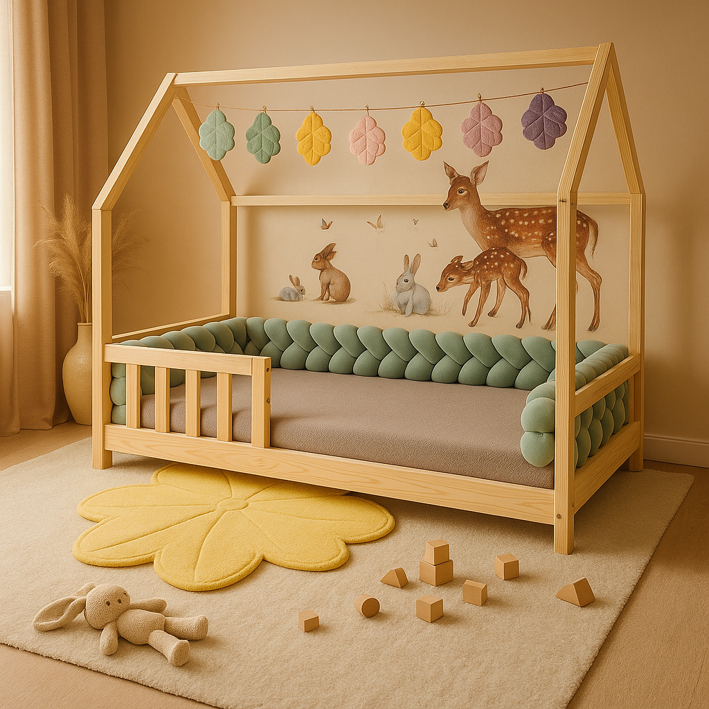 tresse de lit lit cabane vert espace enchanteur