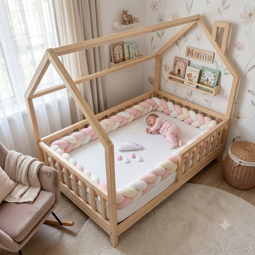 tresse de lit rose blanc jaune dormir sereinement