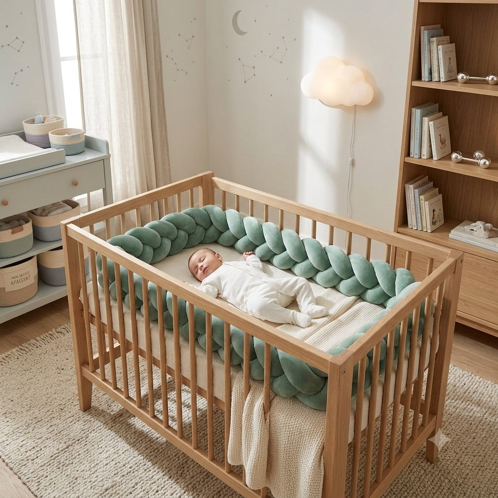 tresse de lit vert sauge cocon protecteur
