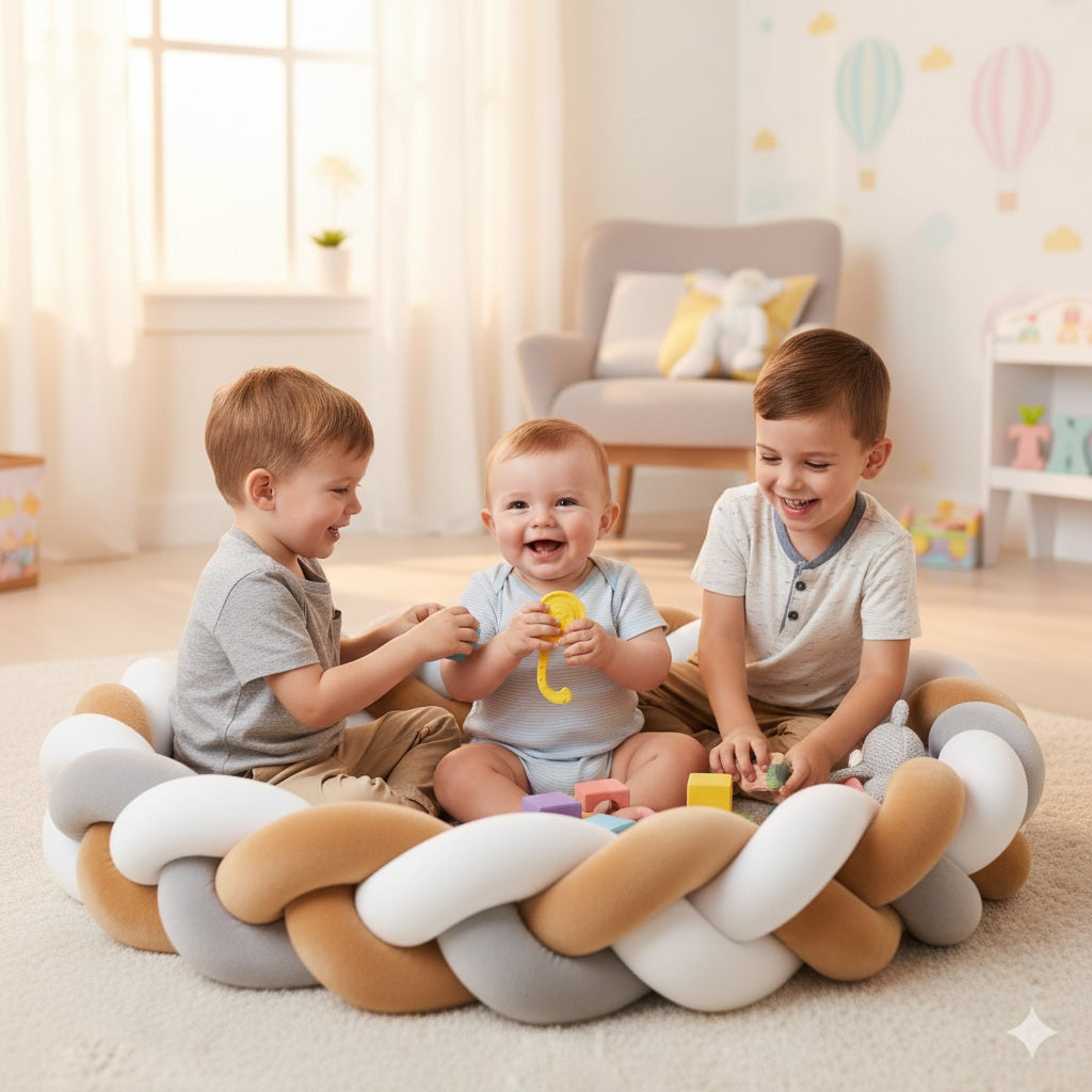 tresse pour lit bebe moka gris blanc reconfortante joyeuse